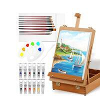 Без бренда «Набор подарочный «Две картинки» 27 предметов: этюдник 35 см из бука, краски акрил 12x12 мл, 2 холста 22x30 на мдф, 10 кистей, мастихин, палитра» в Калуге в интернет-магазине Без бренда «Набор подарочный «Две картинки» 27 предметов: этюдник 35 см из бука, краски акрил 12x12 мл, 2 холста 22x30 на мдф, 10 кистей, мастихин, палитра» в Калуге