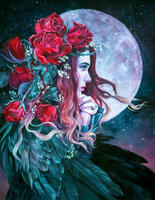 Без бренда «Девушка с розами в волосах на фоне луны» в Калуге в интернет-магазине Без бренда «Девушка с розами в волосах на фоне луны» в Калуге