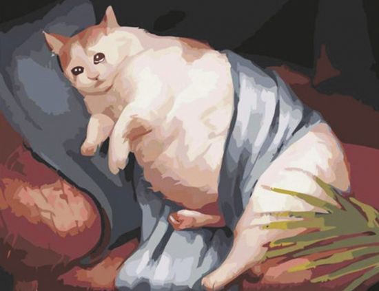 Мозаика 40x50 без подрамника Белый толстый кот