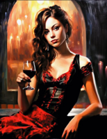 Без бренда «Обворожительная брюнетка с бокалом красного вина» в Калуге в интернет-магазине  Без бренда «Обворожительная брюнетка с бокалом красного вина» в Калуге