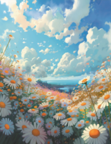 Ромашковое поле солнечным днём