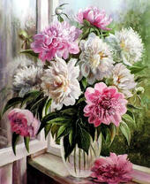Без бренда «Пионы в прозрачной вазе у окна» в Калуге